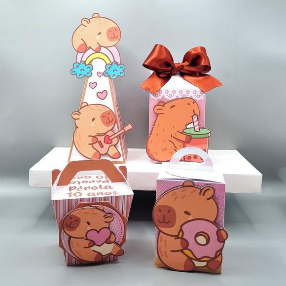 Kit de Caixas Personalizadas 30 Peças - Capivara Cute