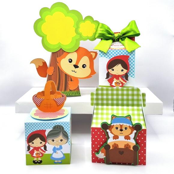 Kit de Caixas Personalizadas 30 Peças - Chapeuzinho Vermelho