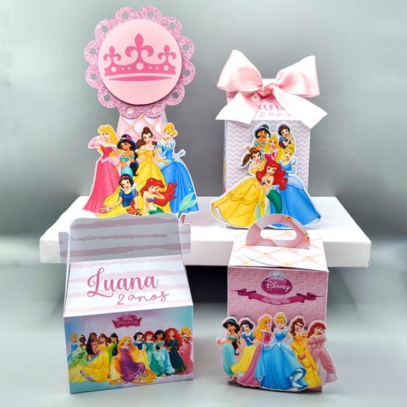 Kit de Caixas Personalizadas 30 Peças - Princesas Disney