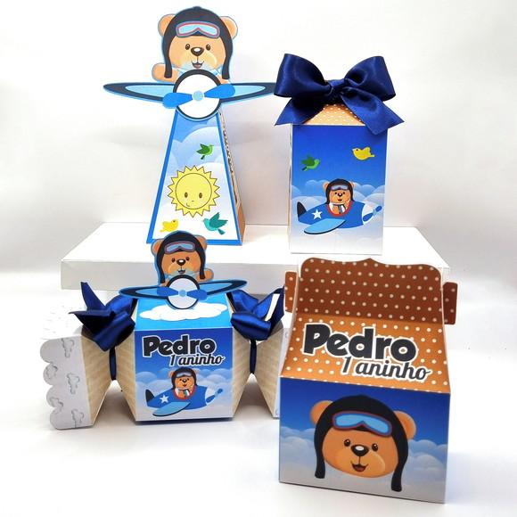 Kit de Caixas Personalizadas 30 Peças - Urso Aviador