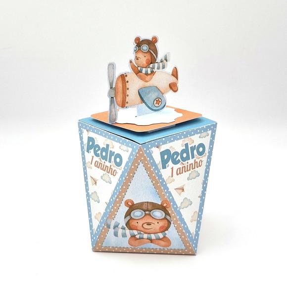 Kit de Caixas Personalizadas 30 Peças Urso Aviador Aquarela