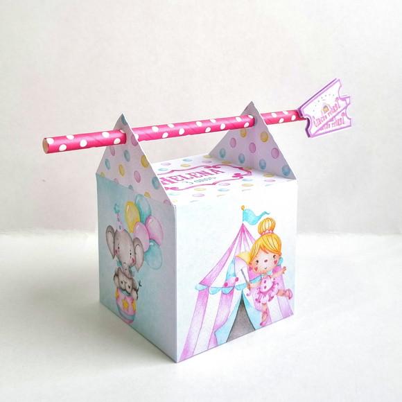 Kit de Caixas Personalizadas 50 Peças - Circo Rosa