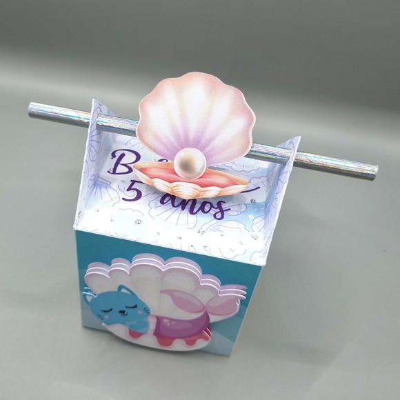 Kit de Caixas Personalizadas 50 Peças - Gato Sereia
