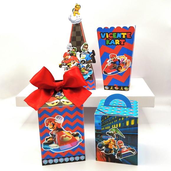 Kit de Caixas Personalizadas 50 Peças - Mario Kart