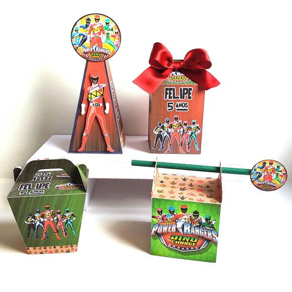 Kit de Caixas Personalizadas 50 Peças - Power Ranger Dino