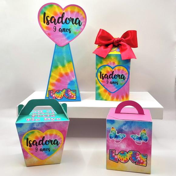 Kit de Caixas Personalizadas 50 Peças - Tie Dye