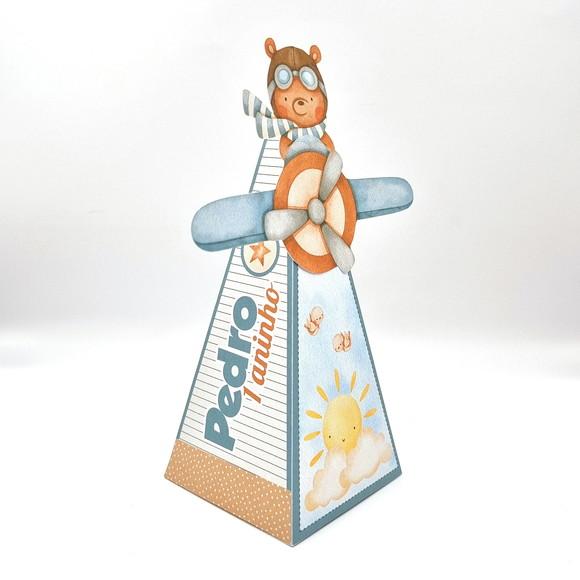 Kit de Caixas Personalizadas 50 Peças Urso Aviador Aquarela