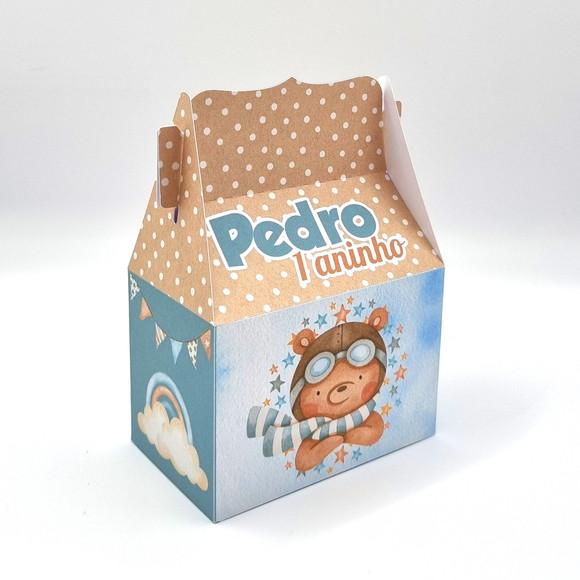 Kit de Caixas Personalizadas 50 Peças Urso Aviador Aquarela