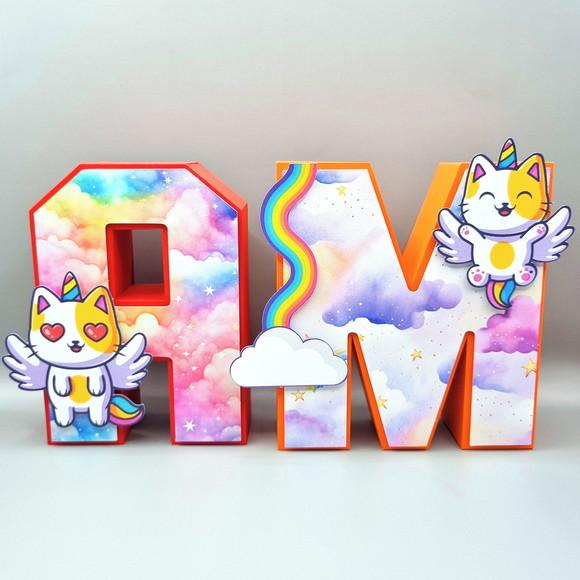 Letra 3d - Gato Unicórnio