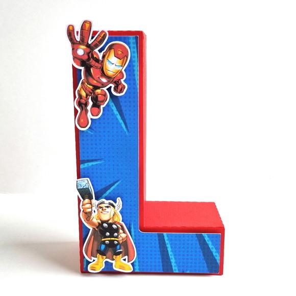 Letra 3d - Vingadores Cute