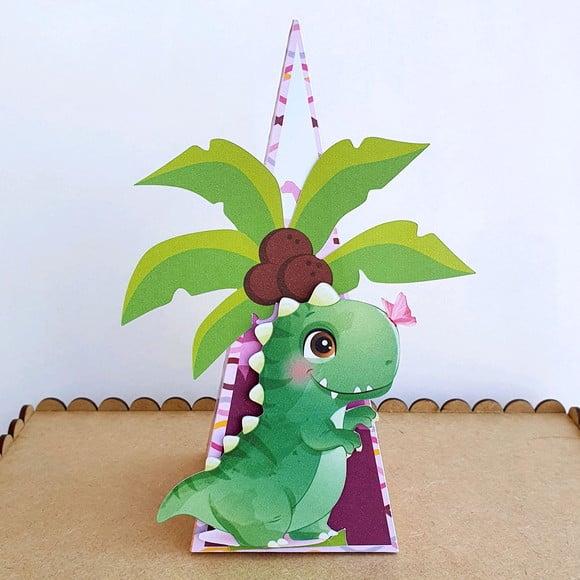 Caixa Cone - Dinossauro Rosa