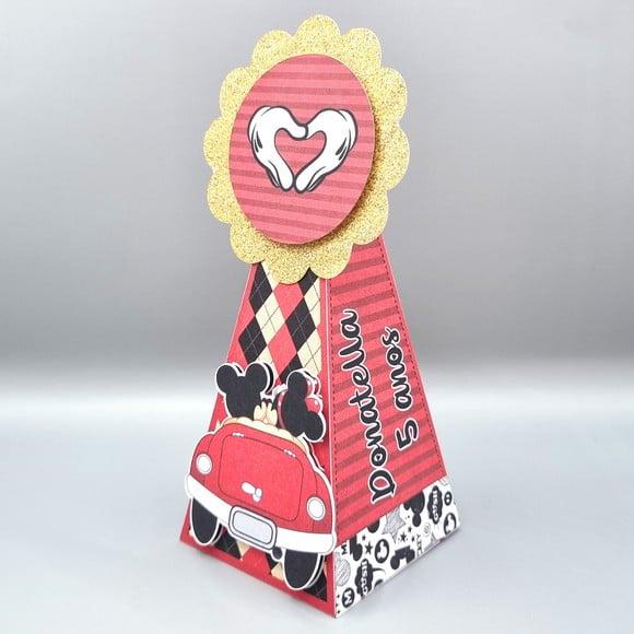 Caixa Cone - Mickey e Minnie Vermelha
