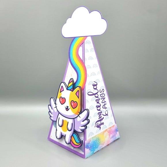 Caixa Cone - Gato Unicórnio