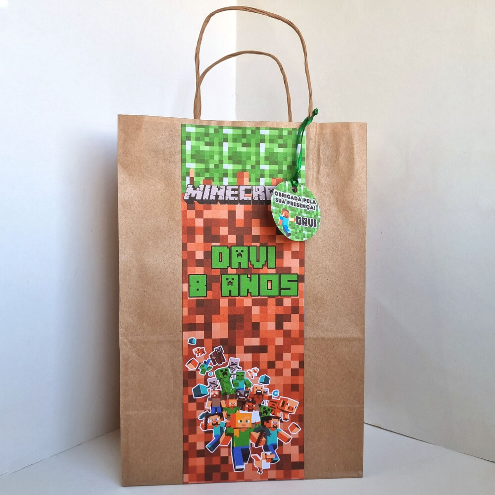 Sacola Kraft Personalizada Minecraft
