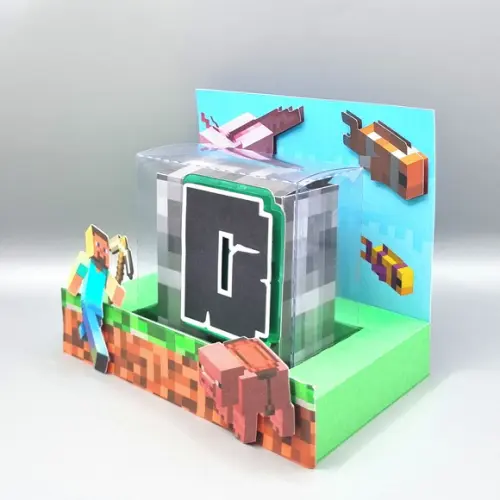 Caixa Cenário com Caixa de Acetato - Minecraft