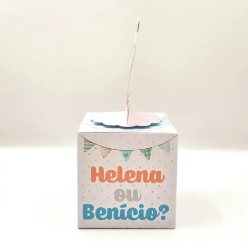 Caixa Cubo - Chá Revelação Ursinho