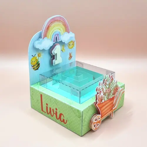 Caixa Labirinto com Acetato - Jardim Encantado Aquarela