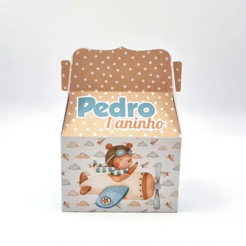 Caixa Malinha - Urso Aviador Aquarela
