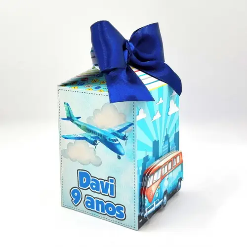 Caixa Milk - Meios de Transporte Realista Aquarela