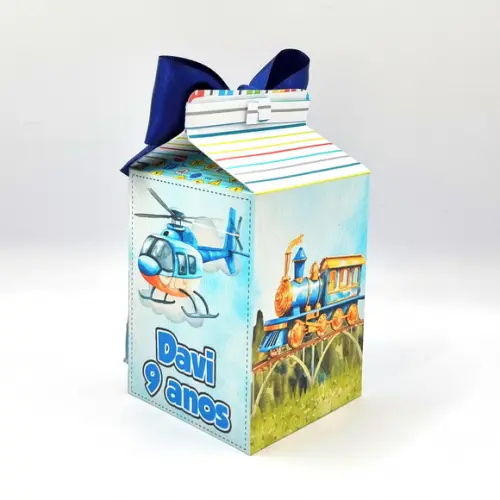 Caixa Milk - Meios de Transporte Realista Aquarela