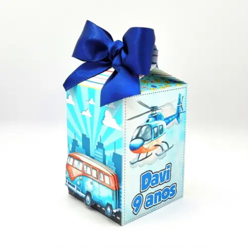 Caixa Milk - Meios de Transporte Realista Aquarela