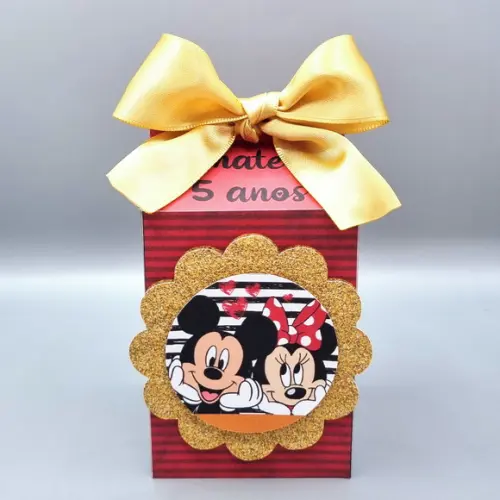 Caixa Milk - Mickey e Minnie Vermelha