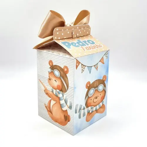 Caixa Milk - Urso Aviador Aquarela