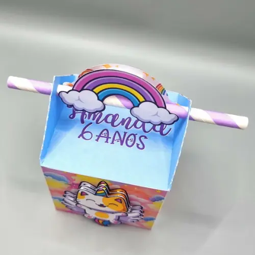 Caixa Passa Canudo - Gato Unicórnio