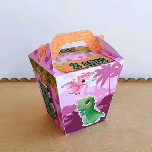 Caixa Sushi com Alça - Dinossauro Rosa