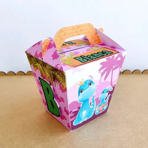 Caixa Sushi com Alça - Dinossauro Rosa