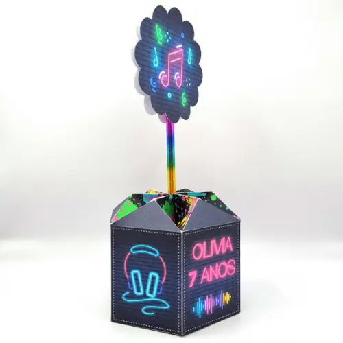 Centro de Mesa Sextavado - Neon Party