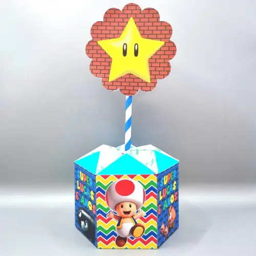 Centro de Mesa Sextavado - Super Mario