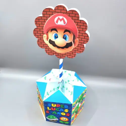Centro de Mesa Sextavado - Super Mario