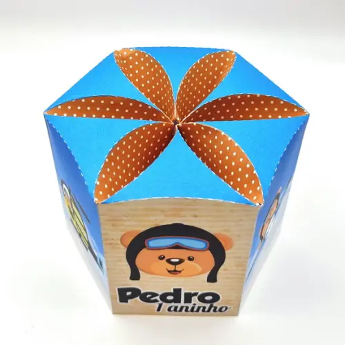 Centro de Mesa Sextavado Urso Aviador