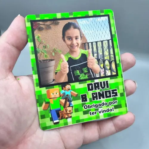 Foto Imã de Geladeira Minecraft - Polaroid