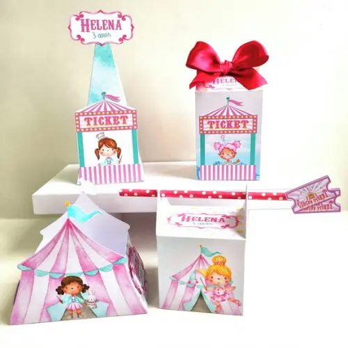 Kit Caixas Personalizadas 20 Itens - Circo Rosa