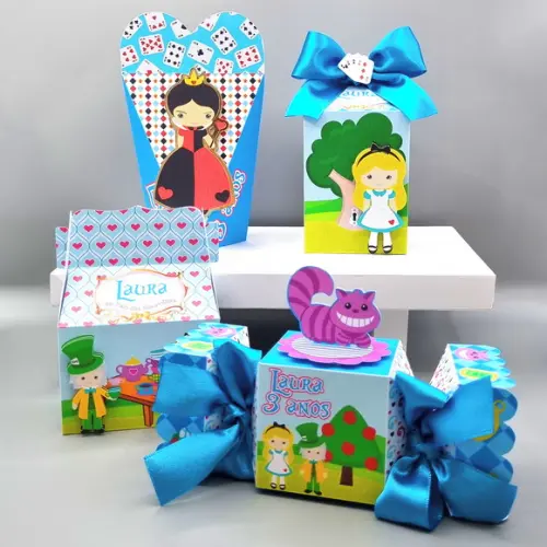 Kit Caixas Personalizadas 20 Pç Alice no País das Maravilhas