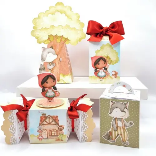 Kit Caixas Personalizadas 20 Pç Chapeuzinho Vermelho Preta