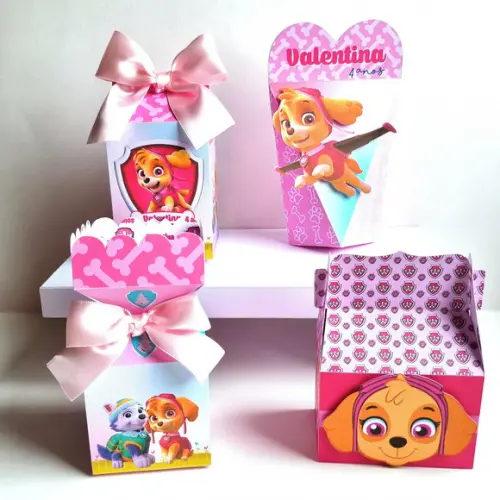 Kit Caixas Personalizadas 20 Peças - Patrulha Canina Rosa