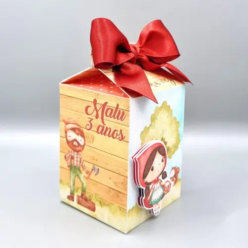 Kit Caixas Personalizadas 30 Pç Chapeuzinho Vermelho Aquarel