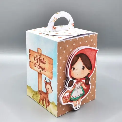 Kit Caixas Personalizadas 30 Pç Chapeuzinho Vermelho Aquarel