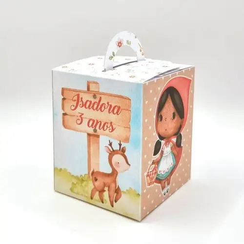 Kit Caixas Personalizadas 30 Pçs Chapeuzinho Vermelho Preta
