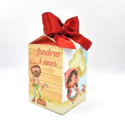 Kit Caixas Personalizadas 30 Pçs Chapeuzinho Vermelho Preta
