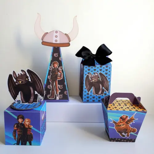 Kit Caixas Personalizadas 50 Pçs - Como Treinar o Seu Dragão