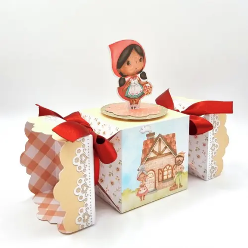 Kit Caixas Personalizadas 50 Pçs Chapeuzinho Vermelho Preta