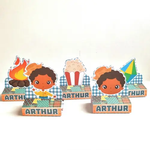 Kit com 20 Caixas Bis Duplo - Festa Junina Menino