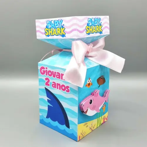 Kit de Caixas Personalizadas 20 Peças - Baby Shark Rosa