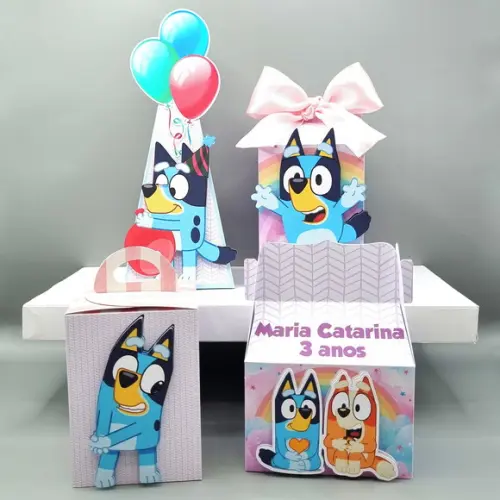 Kit de Caixas Personalizadas 20 Peças - Bluey Candy Rosa