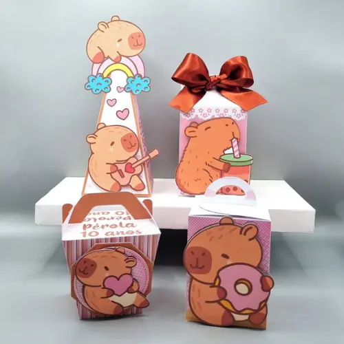 Kit de Caixas Personalizadas 20 Peças - Capivara Cute