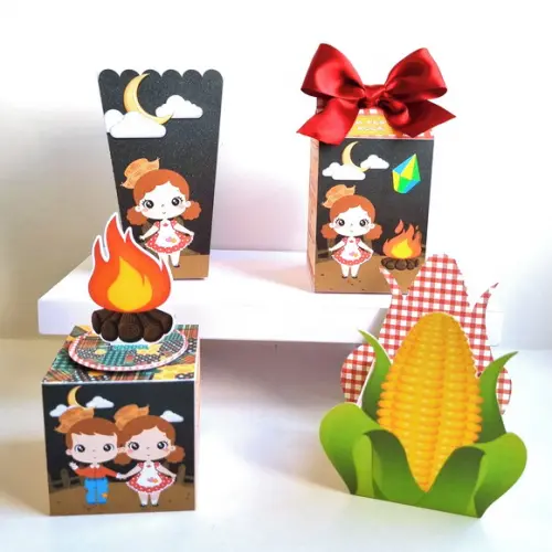Kit de Caixas Personalizadas 20 Peças - Festa Junina Menina